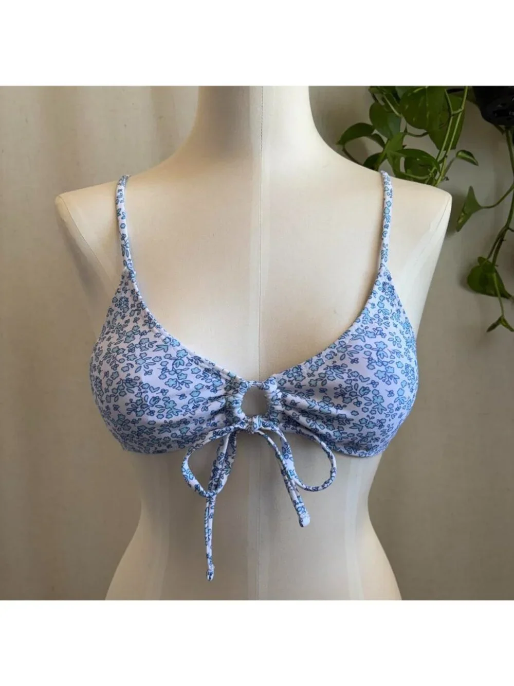 Blue Coquette Cottagecore Dainty Floral Bikini Top